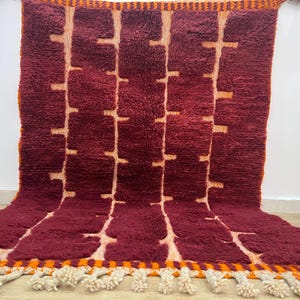 Moroccan rug , Dark red Beni ourain rug , Custom handmade rug , Wool Area rug , Area Rugs for Living room , Berber rug , Moroccan rug 10x12