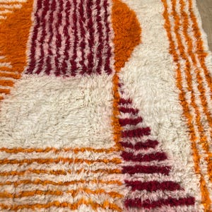 Orange Striped Moroccan rug , Rugs for Living room , Custom handmade rug , Wool Berber rug , Orange Beni ourain rug , Moroccan rug 10x14