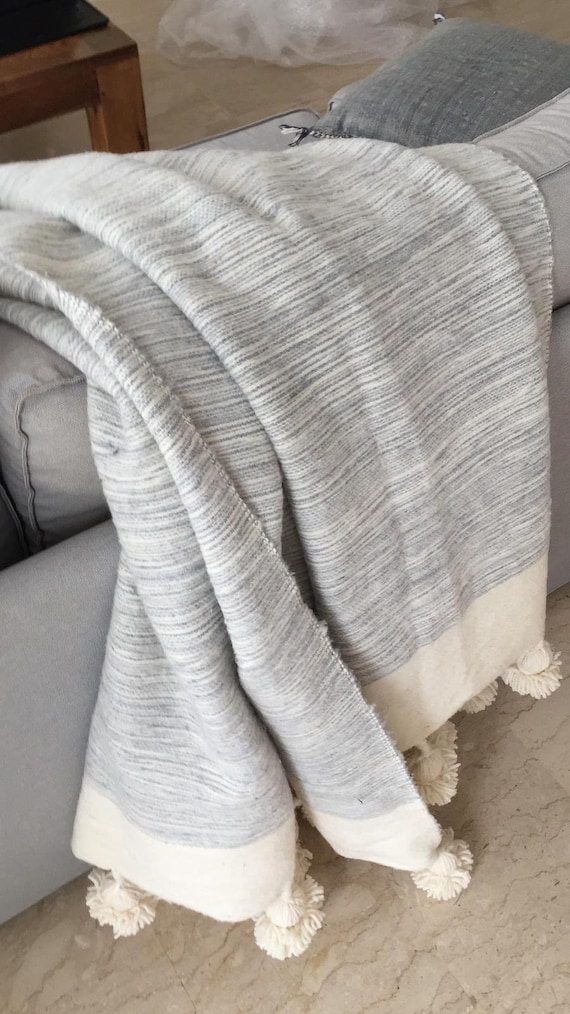 WOOL BLANKET MOROCCAN Blanket Handmade Soft Wool Moroccan Ivory Blanket Birthday Gift for Mom Comfy Blanket Bedroom Decor Gift Etsy