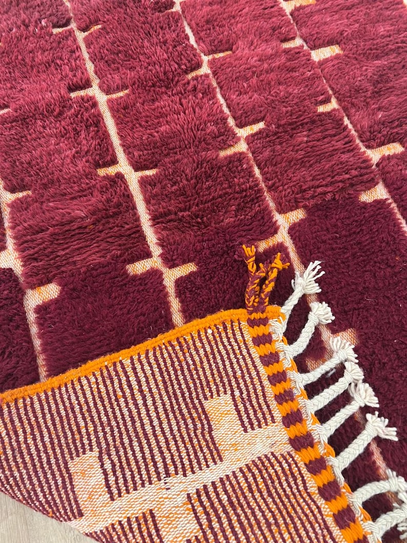 Moroccan rug , Dark red Beni ourain rug , Custom handmade rug , Wool Area rug, Rugs for Living room , Berber rug, Moroccan rug 10x12
