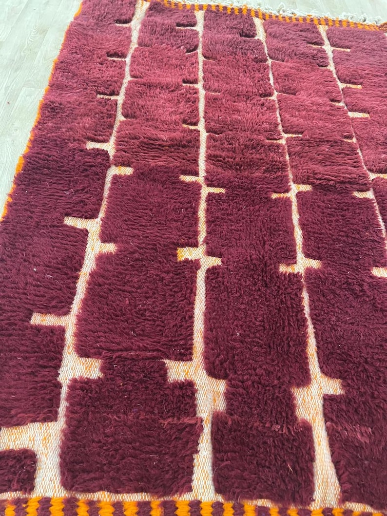 Moroccan rug , Dark red Beni ourain rug , Custom handmade rug , Wool Area rug, Rugs for Living room , Berber rug, Moroccan rug 10x12