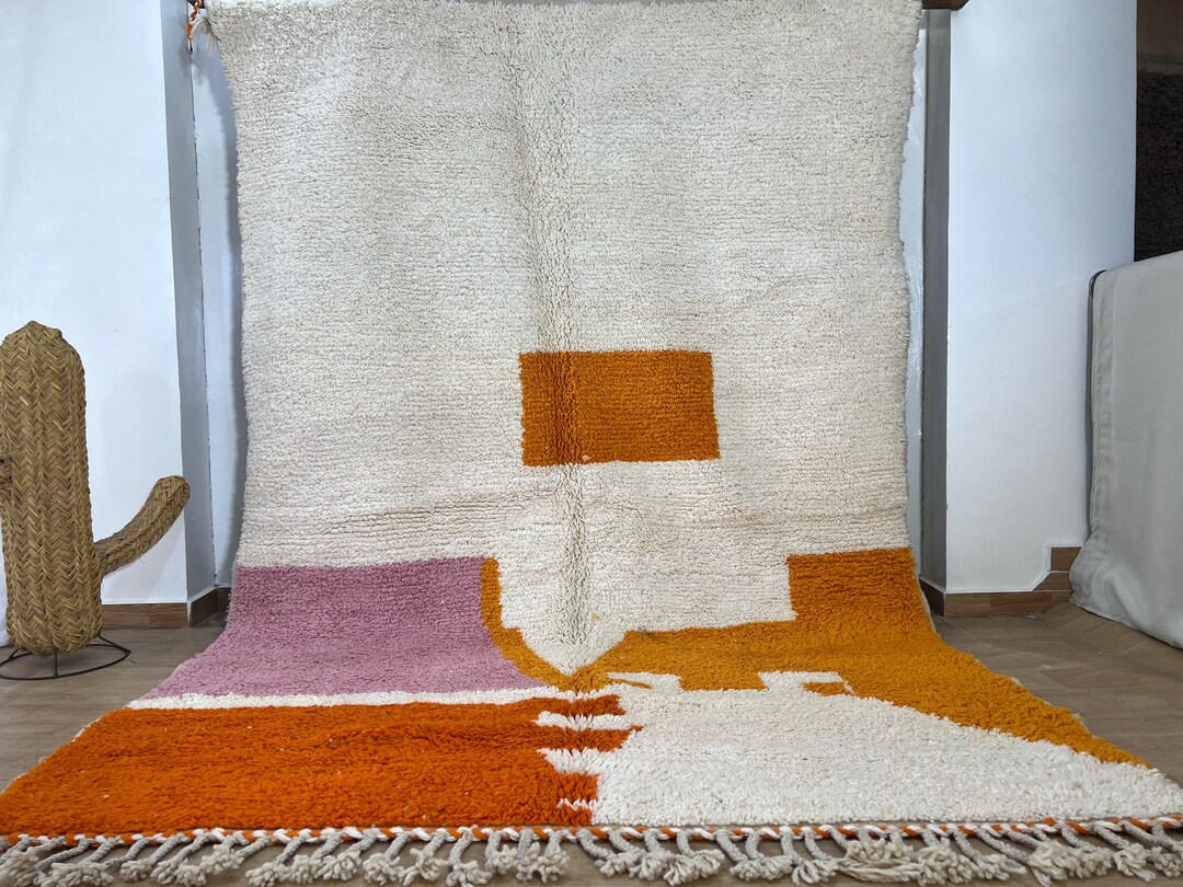Amber Moroccan Rug - Beni Ourain Wool Carpet - Handwoven Berber Area ...