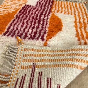 Orange Striped Moroccan rug , Rugs for Living room , Custom handmade rug , Wool Berber rug , Orange Beni ourain rug , Moroccan rug 10x14