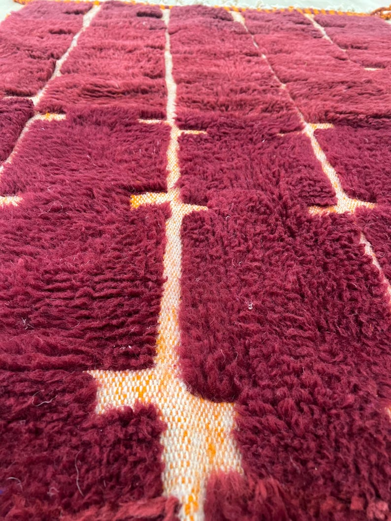Moroccan rug , Dark red Beni ourain rug , Custom handmade rug , Wool Area rug , Area Rugs for Living room , Berber rug , Moroccan rug 10x12