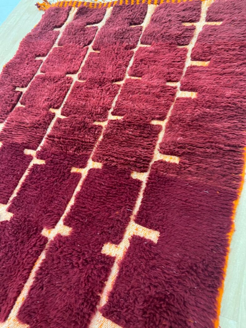Moroccan rug , Dark red Beni ourain rug , Custom handmade rug , Wool Area rug, Rugs for Living room , Berber rug, Moroccan rug 10x12