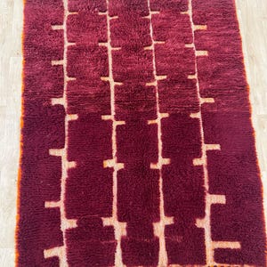 Moroccan rug , Dark red Beni ourain rug , Custom handmade rug , Wool Area rug , Area Rugs for Living room , Berber rug , Moroccan rug 10x12