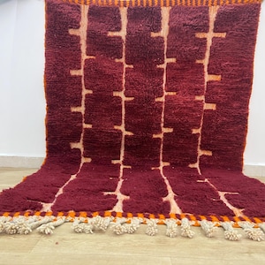 Moroccan rug , Dark red Beni ourain rug , Custom handmade rug , Wool Area rug , Area Rugs for Living room , Berber rug , Moroccan rug 10x12