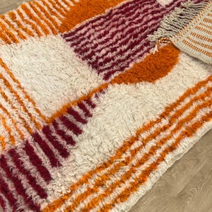 Orange Striped Moroccan rug , Rugs for Living room , Custom handmade rug , Wool Berber rug , Orange Beni ourain rug , Moroccan rug 10x14