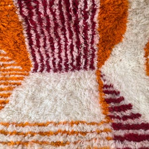 Orange Striped Moroccan rug , Rugs for Living room , Custom handmade rug , Wool Berber rug , Orange Beni ourain rug , Moroccan rug 10x14