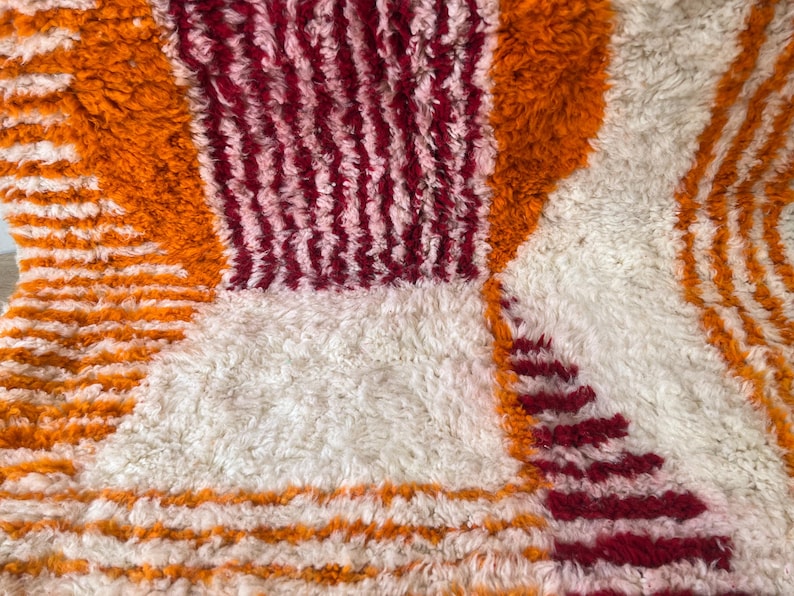 Orange Striped Moroccan rug , Rugs for Living room , Custom handmade rug , Wool Berber rug , Orange Beni ourain rug , Moroccan rug 10x14