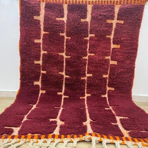 Moroccan rug , Dark red Beni ourain rug , Custom handmade rug , Wool Area rug, Rugs for Living room , Berber rug, Moroccan rug 10x12