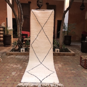 Moroccan Runner Rug,Beni Ourain Runner,Moroccan Rug Runner BeniOurain Hallway Rug,Custom Hall Runner Berber Carpet,Berber Runner,Wool Runner