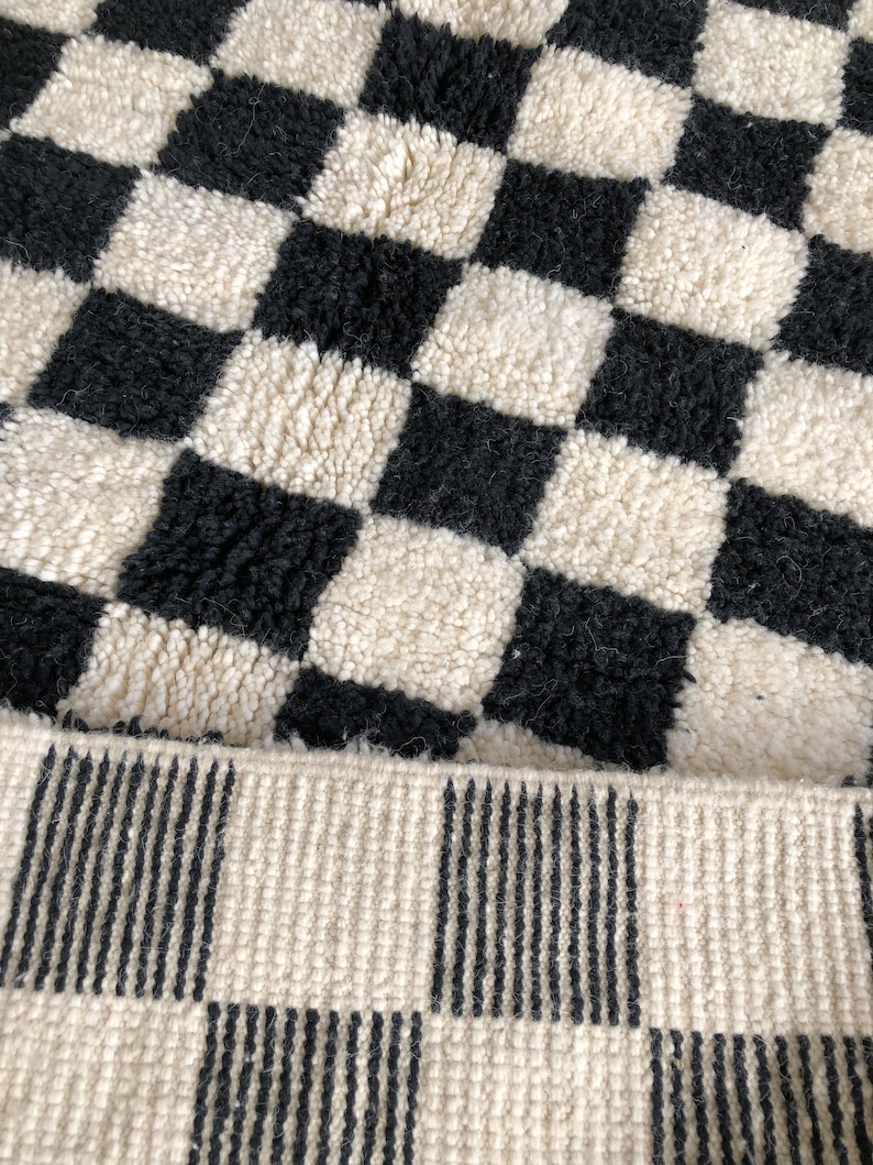Large Black and White Checkered Rug Moroccan Berber Checkered Etsy