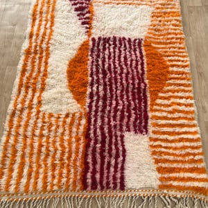 Orange Striped Moroccan rug , Rugs for Living room , Custom handmade rug , Wool Berber rug , Orange Beni ourain rug , Moroccan rug 10x14