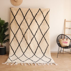 Authentic Moroccan Rug- Custom Beni Ourain rug- Beni Rug- Large Moroccan Rug- White& Black Rug- Custom rug-Beni ourain rug-