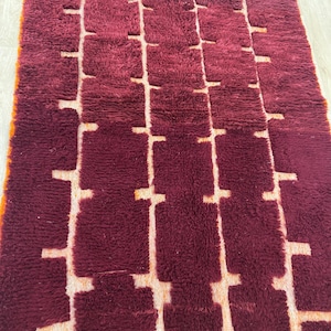 Moroccan rug , Dark red Beni ourain rug , Custom handmade rug , Wool Area rug , Area Rugs for Living room , Berber rug , Moroccan rug 10x12
