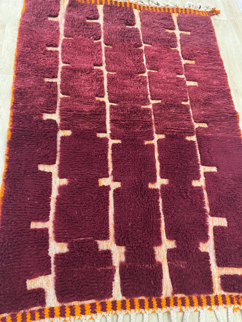 Moroccan rug , Dark red Beni ourain rug , Custom handmade rug , Wool Area rug , Area Rugs for Living room , Berber rug , Moroccan rug 10x12