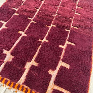Moroccan rug , Dark red Beni ourain rug , Custom handmade rug , Wool Area rug , Area Rugs for Living room , Berber rug , Moroccan rug 10x12