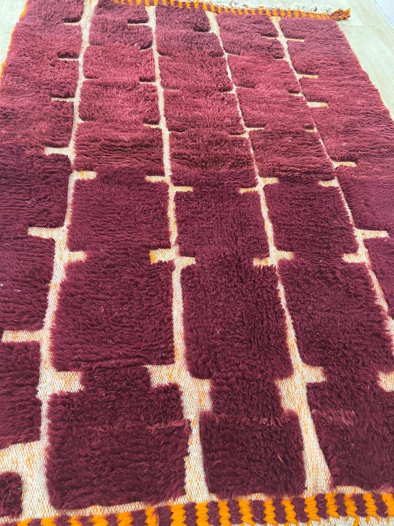 Moroccan rug , Dark red Beni ourain rug , Custom handmade rug , Wool Area rug, Rugs for Living room , Berber rug, Moroccan rug 10x12