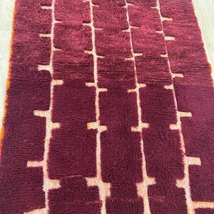 Moroccan rug , Dark red Beni ourain rug , Custom handmade rug , Wool Area rug, Rugs for Living room , Berber rug, Moroccan rug 10x12