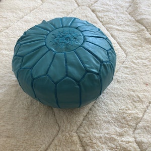 Moroccan Pouf 100% Leather - Handmade Leather - Ottoman Footstool Hassock, hight Quality Ottoman -real Natural Leather pouffe - vintage pouf