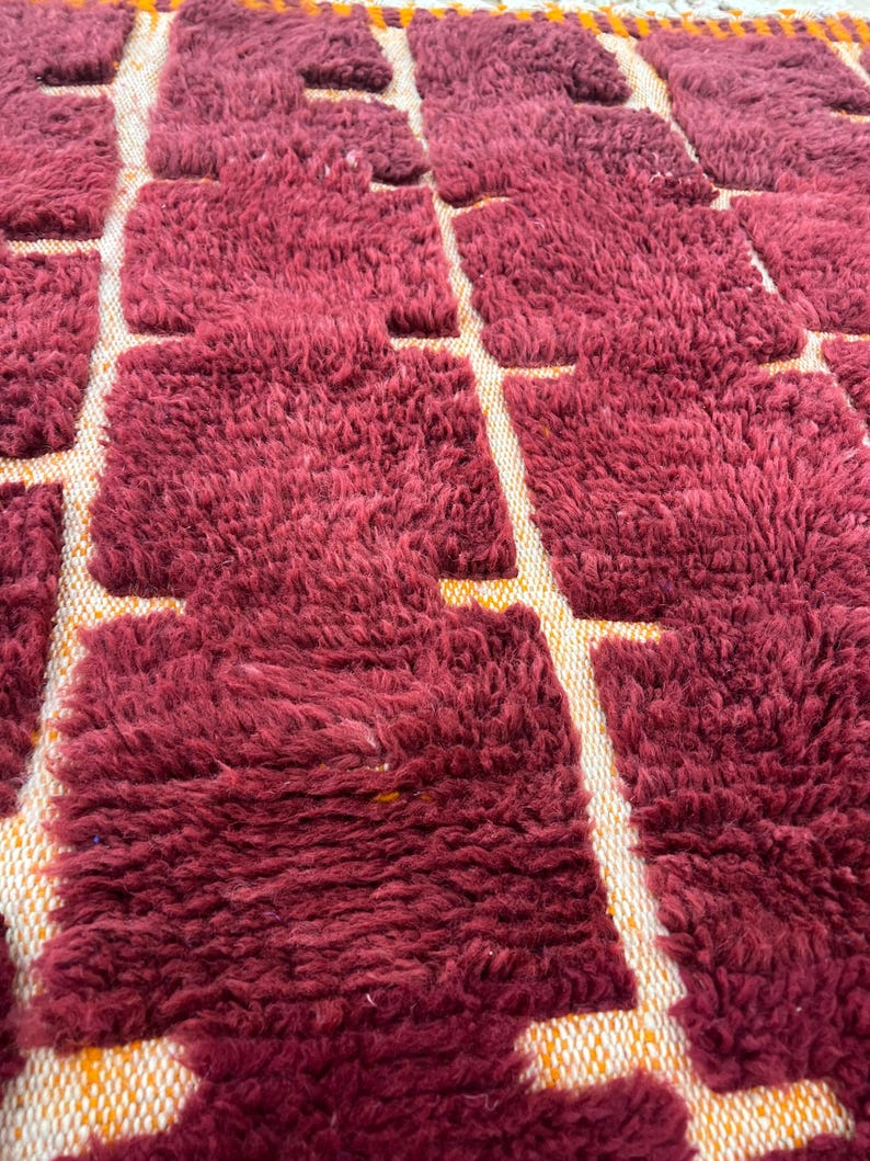 Moroccan rug , Dark red Beni ourain rug , Custom handmade rug , Wool Area rug , Area Rugs for Living room , Berber rug , Moroccan rug 10x12