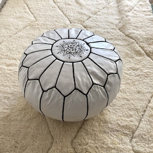 Moroccan Pouf 100% Leather - Handmade Leather - Ottoman Footstool Hassock, hight Quality Ottoman -real Natural Leather pouffe - vintage pouf