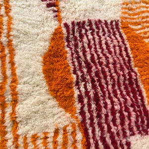 Orange Striped Moroccan rug , Rugs for Living room , Custom handmade rug , Wool Berber rug , Orange Beni ourain rug , Moroccan rug 10x14
