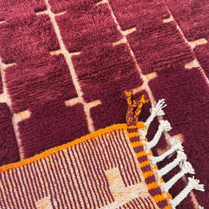 Moroccan rug , Dark red Beni ourain rug , Custom handmade rug , Wool Area rug , Area Rugs for Living room , Berber rug , Moroccan rug 10x12
