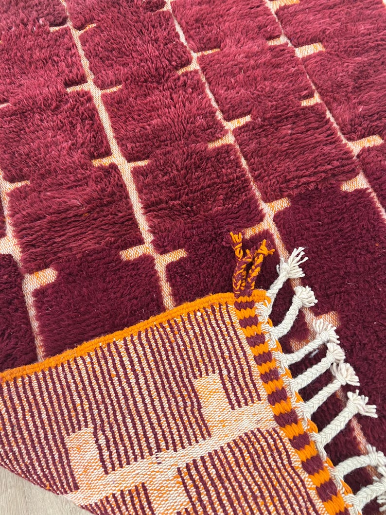 Moroccan rug , Dark red Beni ourain rug , Custom handmade rug , Wool Area rug , Area Rugs for Living room , Berber rug , Moroccan rug 10x12