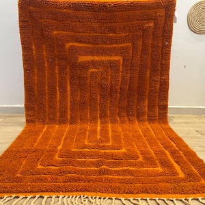 Orange Moroccan rug - Beni ourain rug - Custom handmade rug - Orange Berber rug - Rugs for Living room - Large Area rug - Moroccan rug 10x12