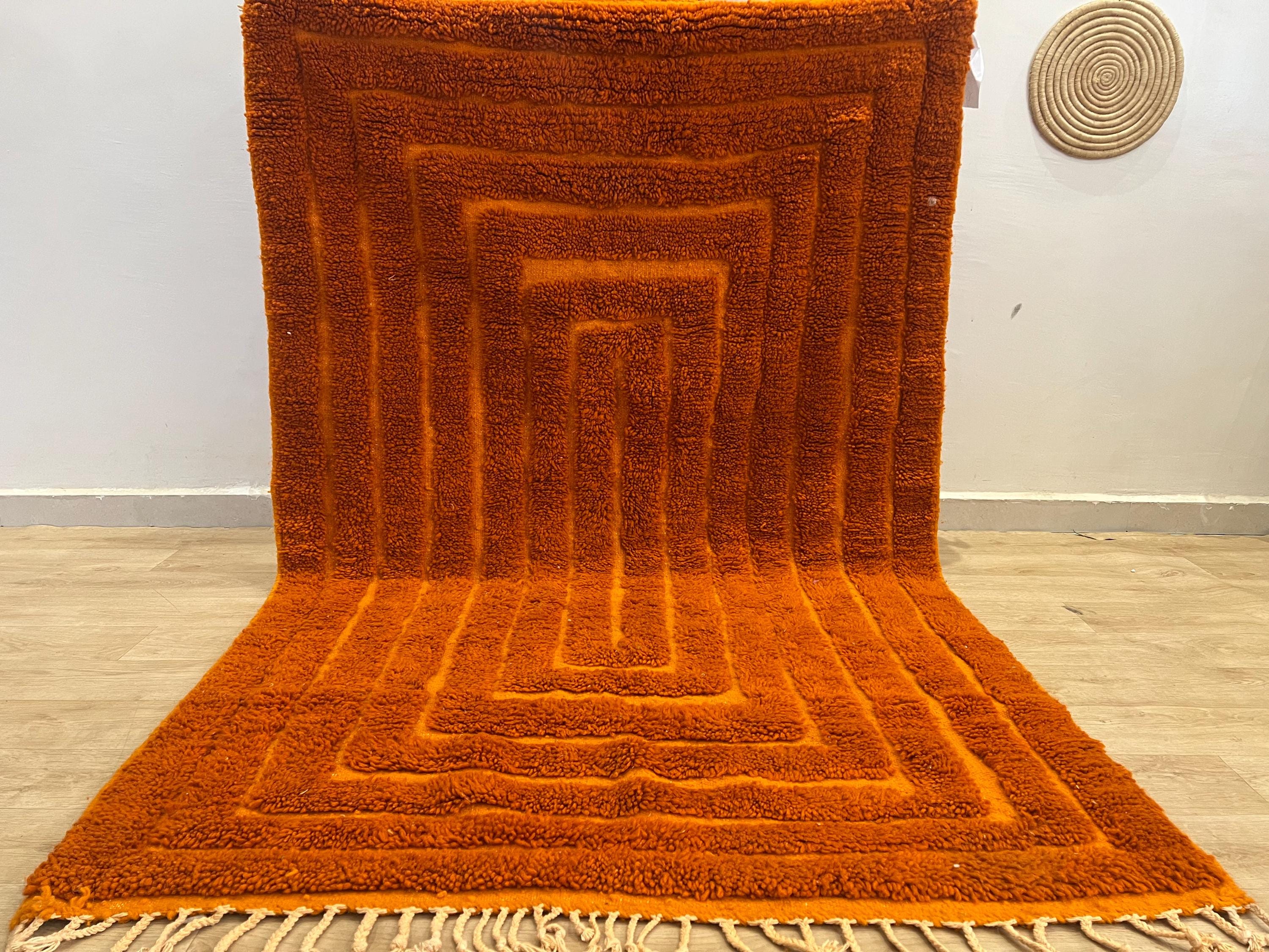 ヴィンテージ　オレンジ　ハンドメイド　ラグ・カーペット•マット ヴィンテージラグ オレンジ - Etsy 日本