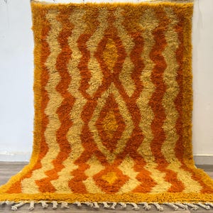 Striped Moroccan rug - Rugs for Living room - Beni ourain rug - Handmade rug - Wool Rugs - Orange Berber rug - Custom Moroccan rug 10x14
