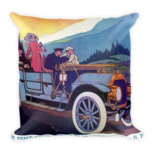 Vintage Car Throw Pillow - 1909 Pierce-Arrow