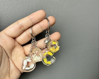 Aesthetic Floral Pet Name Tag Personalized Dog & Cat Collar Charm Keychain