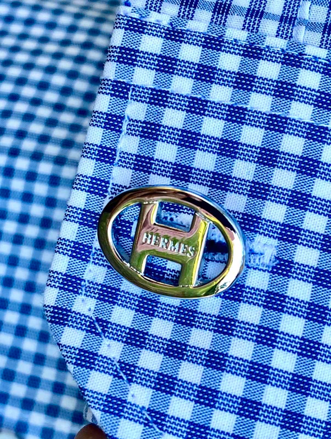Vintage Designer Hermès Silver Tone Oval 'H' Cufflinks - Etsy Vintage Designer Hermès Silver Tone Oval 'H' Cufflinks - Etsy