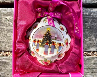 Collectible Royal Albert Hand Painted Christmas Tree Caroling Ornament in Original Box