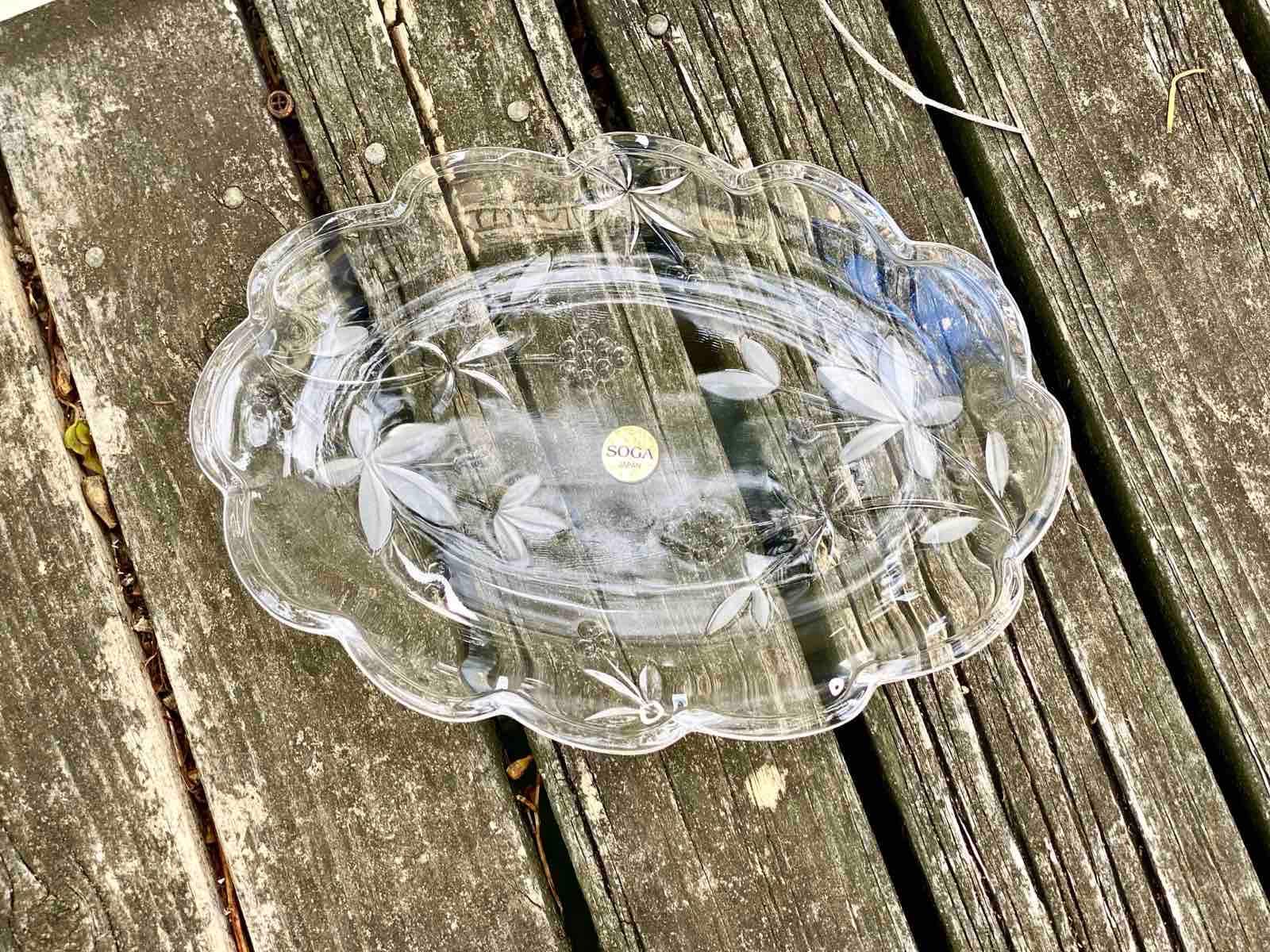 Japan SOGA Glass Oval Medium Plate Garden Terrace Designed for