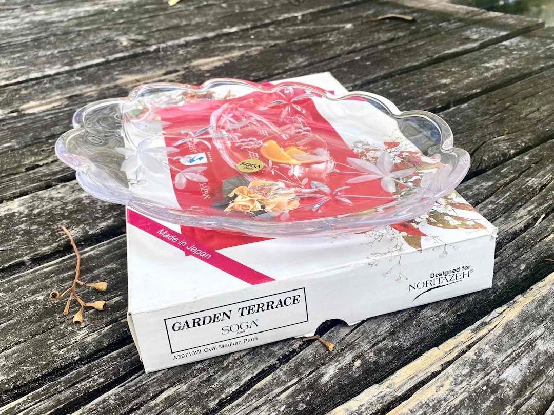 Japan SOGA Glass Oval Medium Plate Garden Terrace Designed for