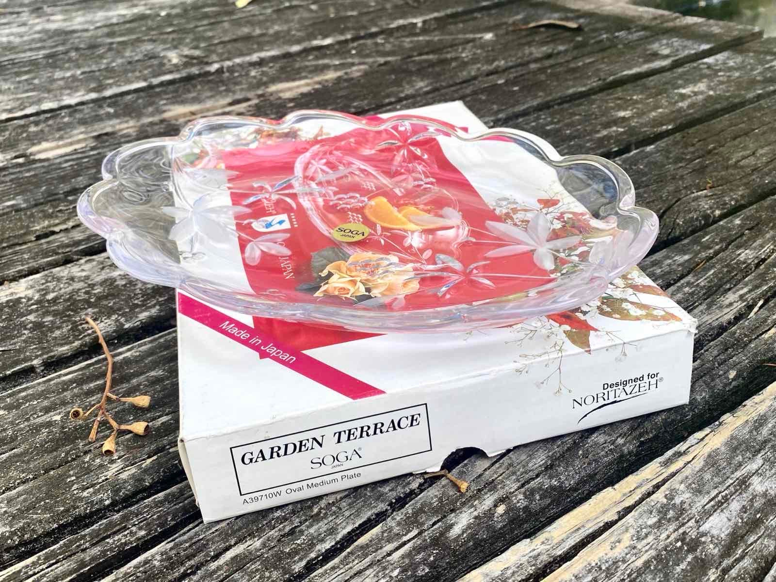 Japan SOGA Glass Oval Medium Plate Garden Terrace Designed