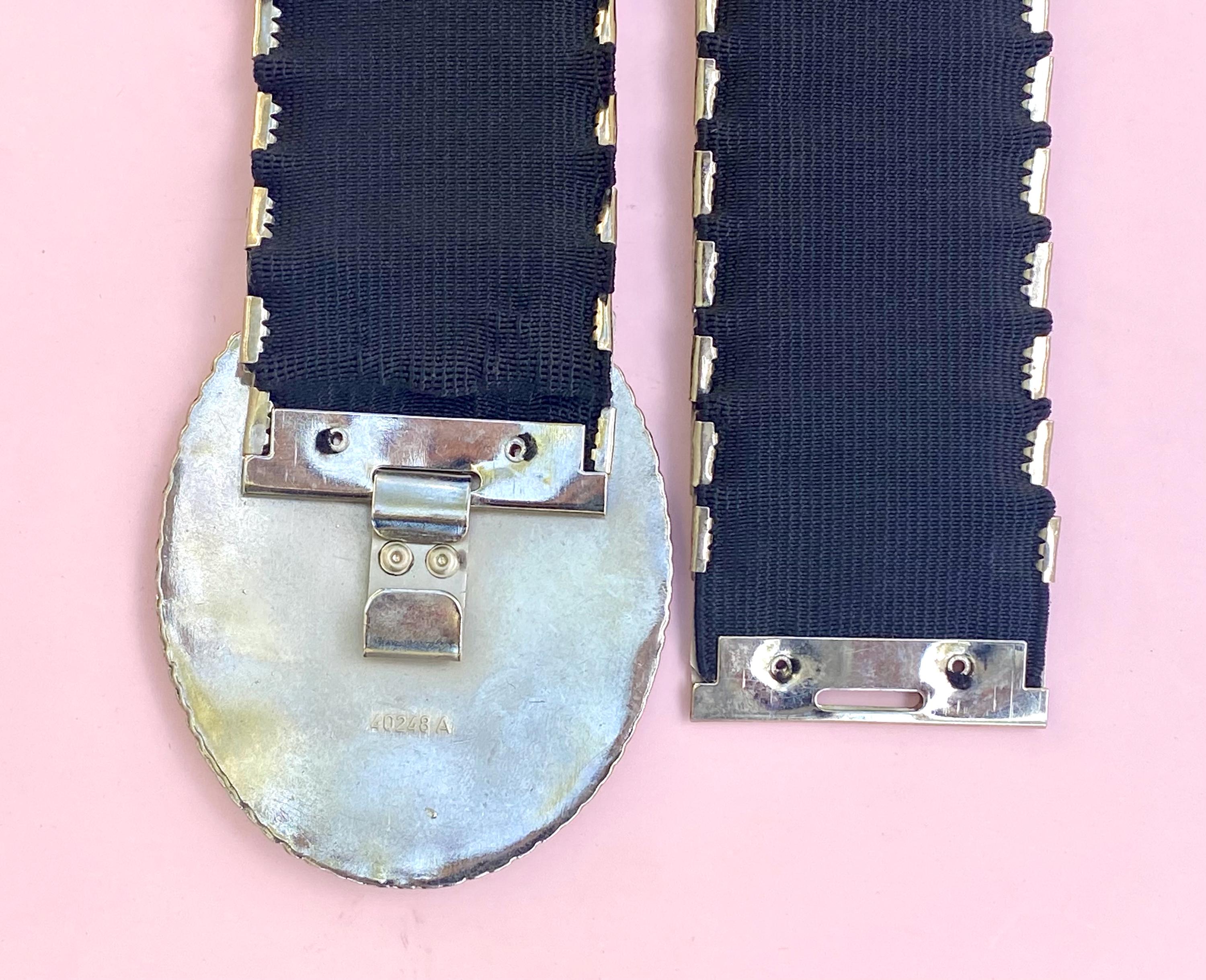 Vintage Retro Wide Stretchy Silver Tone Metal Snake Scale 