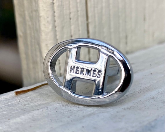 Vintage Designer Hermès Silver Tone Oval 'H' Cufflinks - Etsy