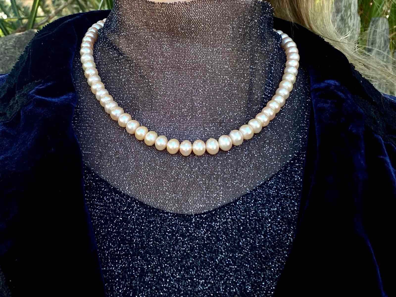 【VINTAGE HOLLYWOOD】VH Crystal Ball Pearl Necklace SUPERB RUNWAY VINTAGE GIVENCHY FAUX BAROQUE PEARLS