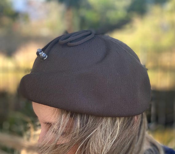 Vintage Retro Brown Light Structured Beret Hat Beret by Kangol