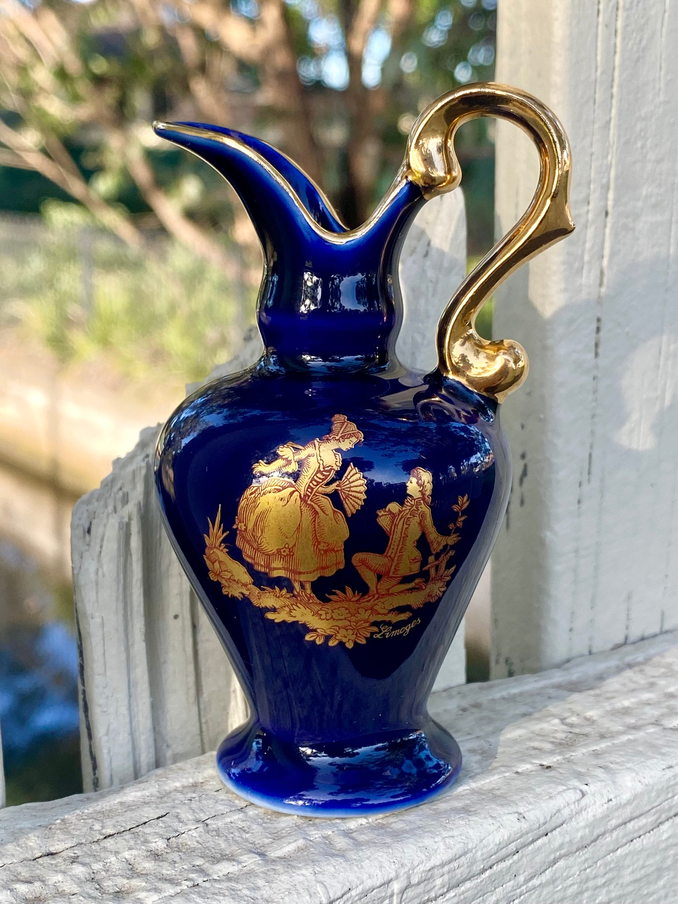 【kao様】フランス　アンティーク　グラス　ブルー kao様】フランスアンティークグラスブルー