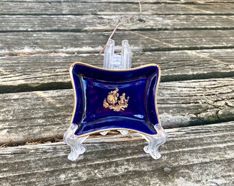 リモージュ・フランス コバルト＆金箔小物入れ：ヴィンテージ 