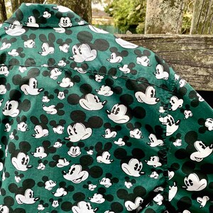 H&M and Disney Collaboration Dark Green Mickey Mouse Print Button Down Shirt - Collectible Disney Clothing - Novelty Shirt image 8