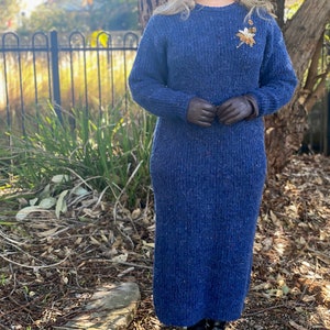 Vintage “sportsgirl” 80s 90s Dark Blue Long Wool Mix Sweater Dress
