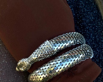 Vintage Whiting & Davis Mesh Snake Bracelet Vintage Rhodium Plated
