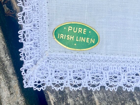 Vintage Pure Irish Linen Handkerchief with Lace D… - image 3